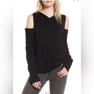 NWT Pam & Gela distressed cold shoulder hoodie